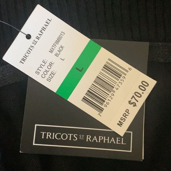NWT Tricots St. Raphael Black Quarter Zip Sweater - L - Picture 8 of 9